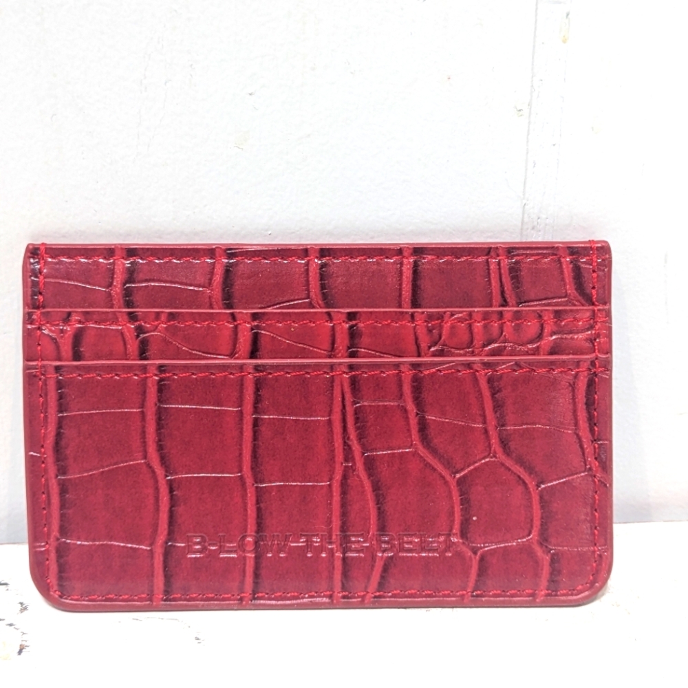 Blow The Belt Crocodile Card Holder Red‎ Small Compact Minimalist Convenient